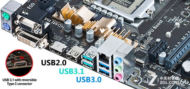 USB3.1接口与USB3.0接口仍然以颜色来区分